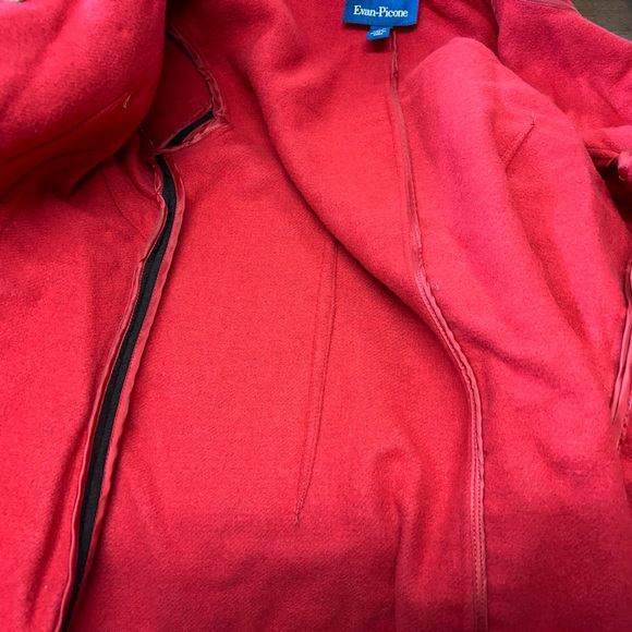 Evan Picone wool blend jacket Size 10 brown w red accents lining military look - Picture 7 of 9